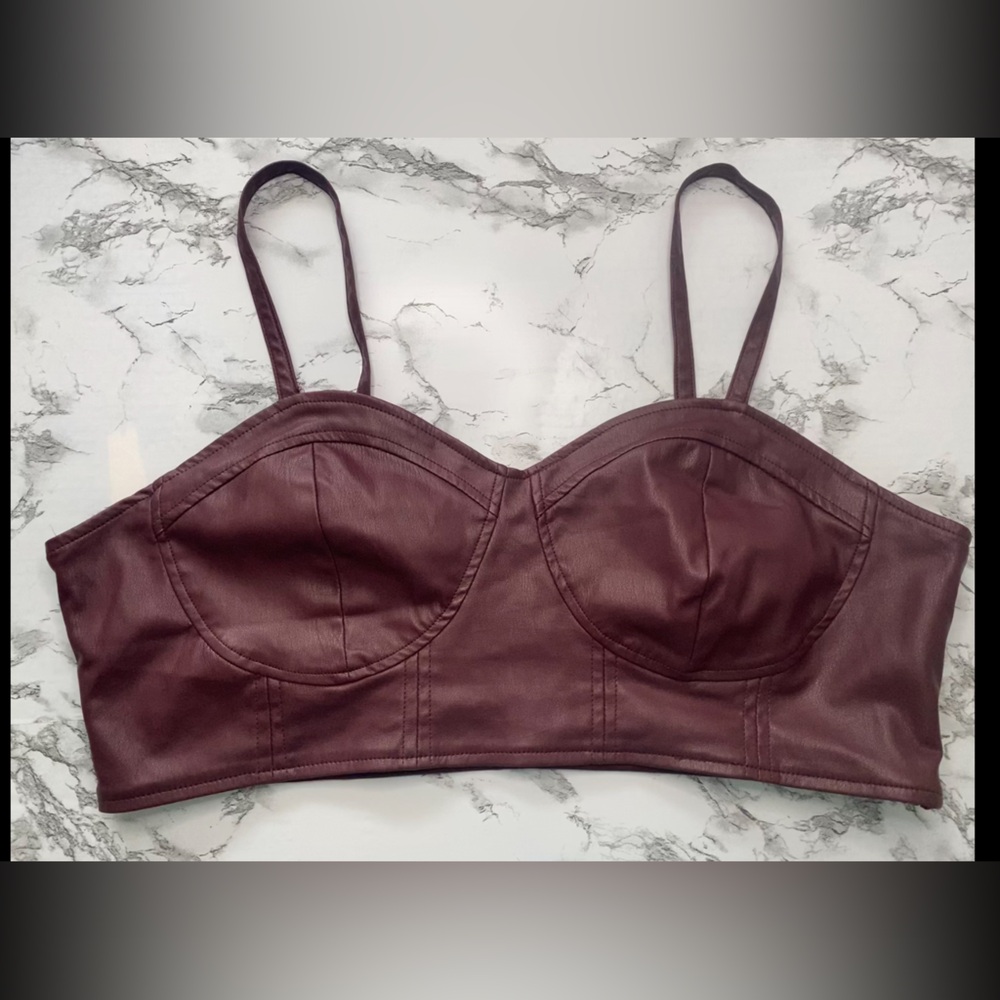 Future Collective Faux Leather Tiny Crop Top Size XL